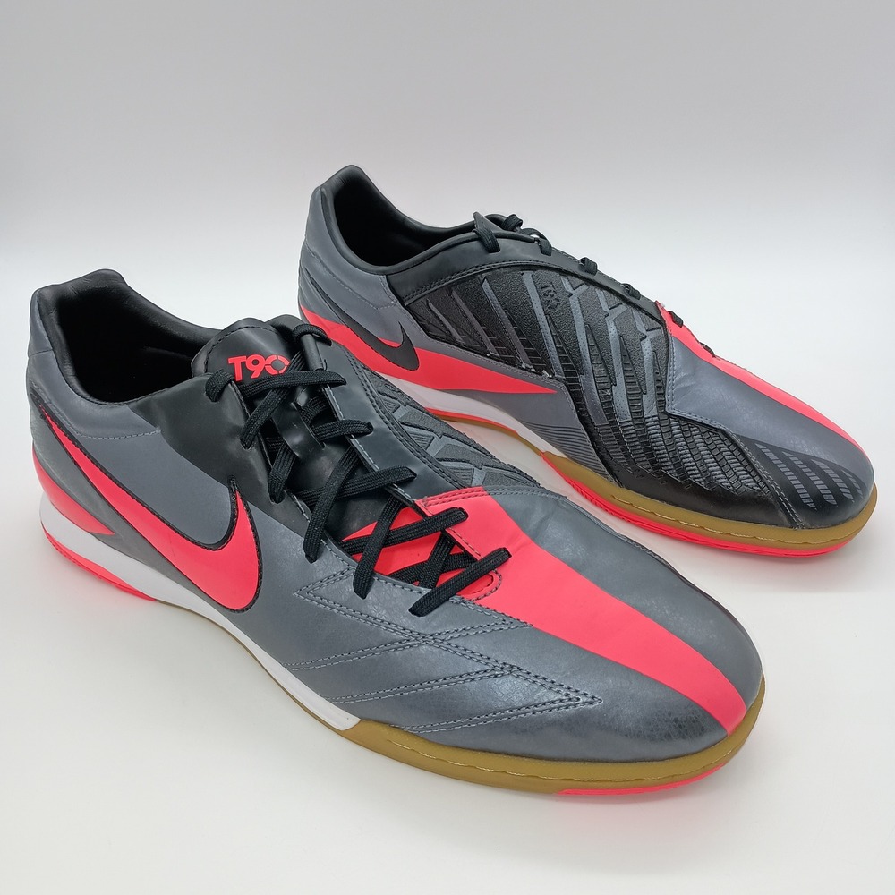Nike T90 Shoot IV IC Indoor Soccer Shoes Grey Red 472558-060 Mens 14